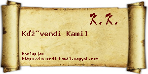 Kövendi Kamil névjegykártya